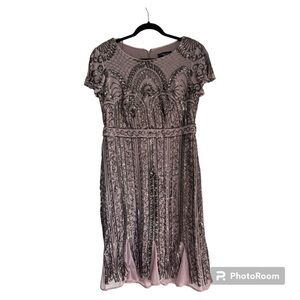 Mauve Mid-Length Beaded Dress 10P EUC Worn Once